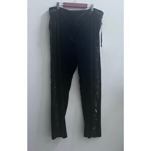 Woman’s Draper James Black Velvet Sequined Accent Holiday Workwear Pants Size 16